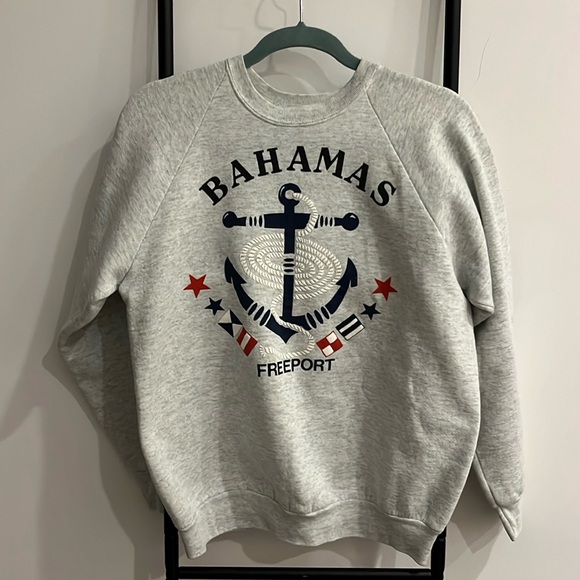 Vintage 80s Freeport Bahamas Crewneck Sweatshirt Gray Graphic Adult Size L - Picture 1 of 8